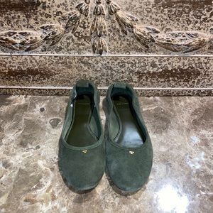 Tory Burch Green Suede Flats